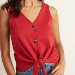 Old Navy Cropped Tie-Hem Textured-Knit Sleeveless Top